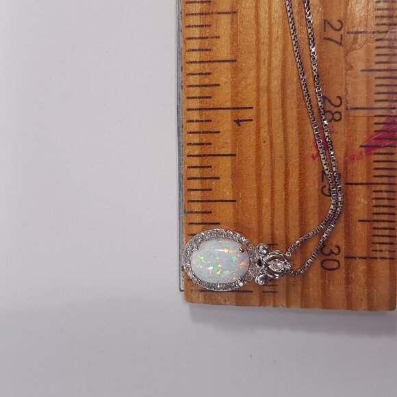 Enchanted Disney Fine Jewelry Sterling Silver Diamond Opal Cinderella Necklace - Picture 5 of 7